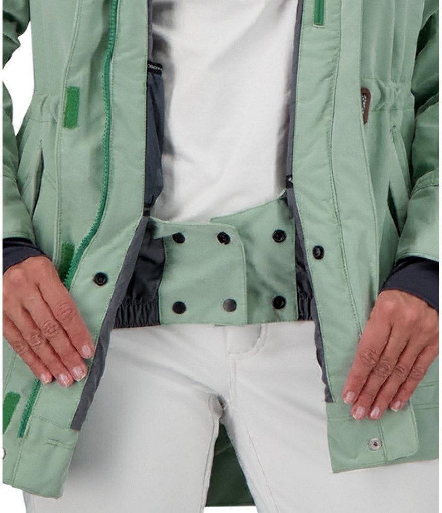 Obermeyer Celestia Hooded Stand Collar Thumbhole Cuff Interior Pocket Ski Jacket