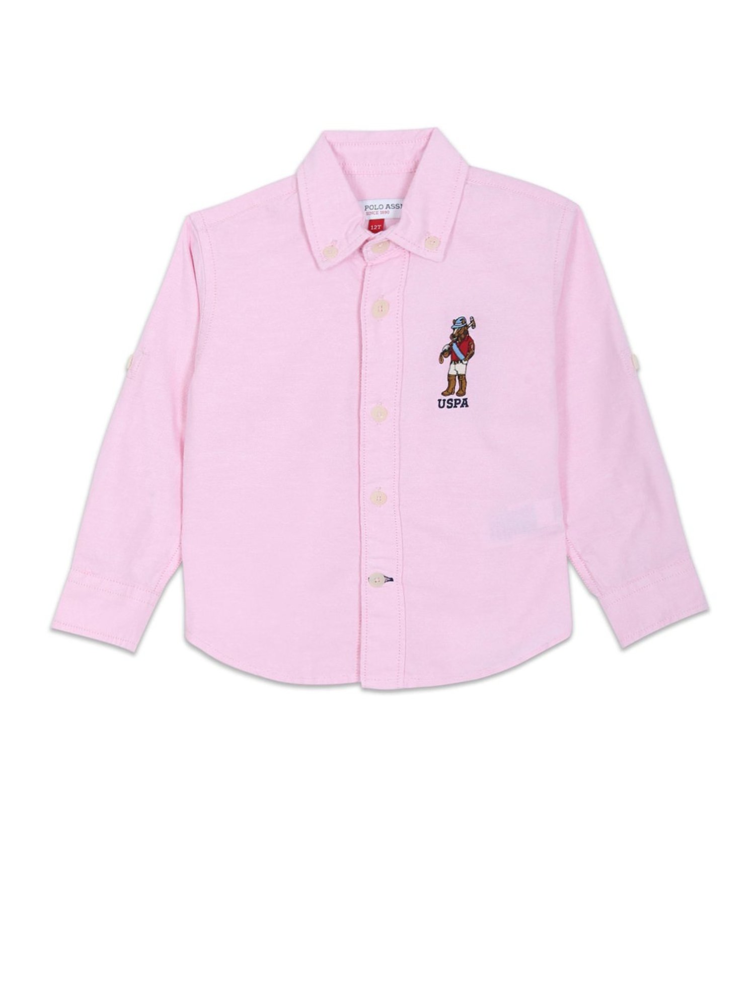 U.S. Polo Assn. Kids Pink Solid Full Sleeves Shirt