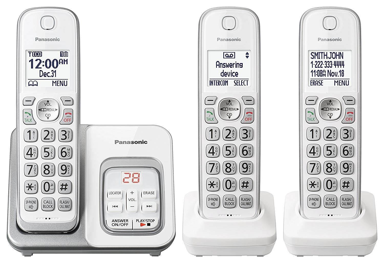 Panasonic KX-TGD533W Expandable Cordless Phone with Call Block and Answering Machine - 3 Handsets