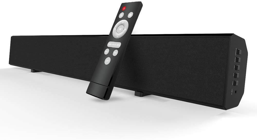 Meidong KY2018 Bluetooth Soundbar Wired and Wireless Bluetooth Surround Sound for TV Sounds Bar Includes Optical Cable, RCA Cable and Remote Control (30 in, Black)