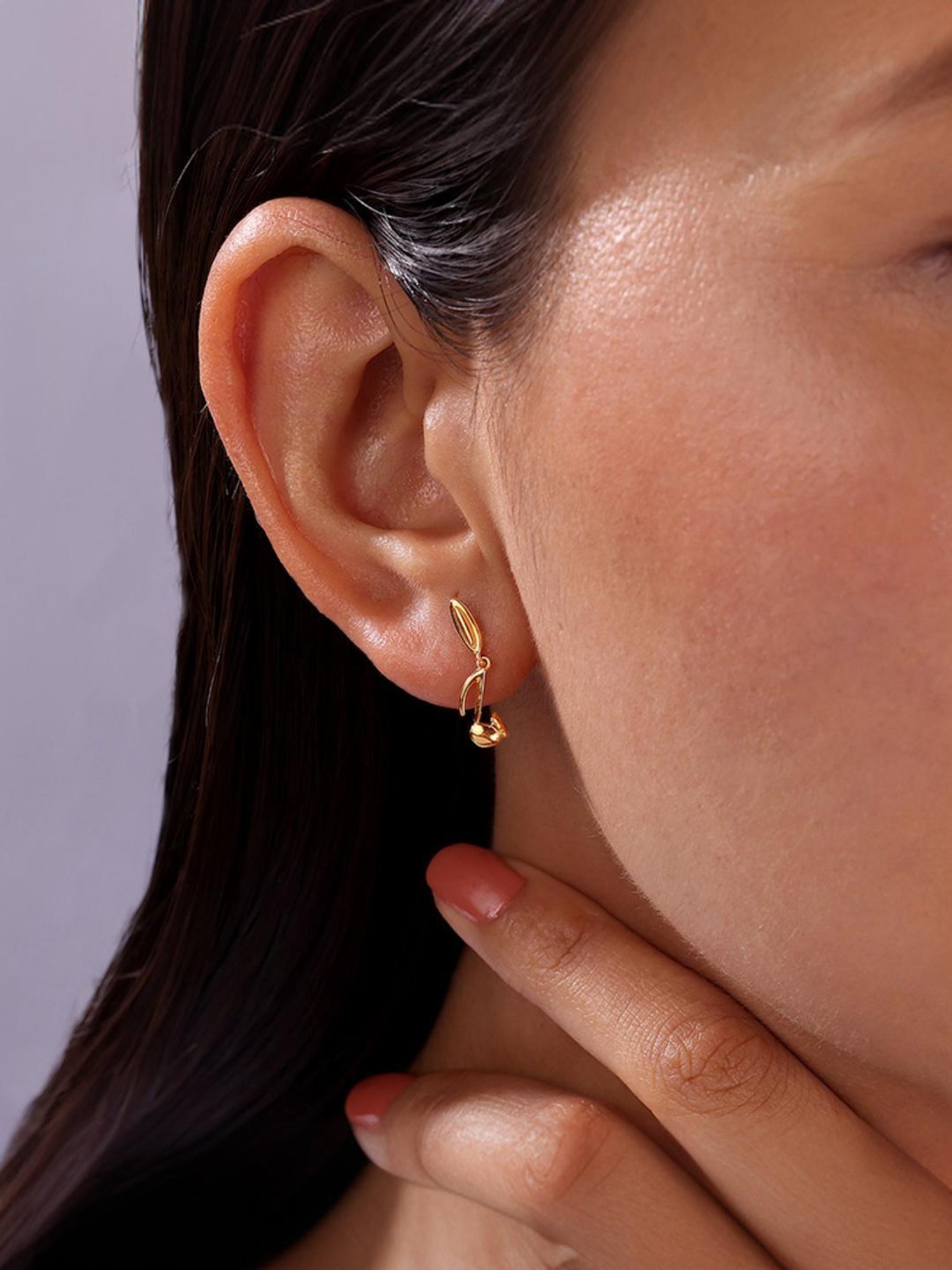 Mia by Tanishq Sonic Symphony 14k Yellow Gold Drop Earrings for Women