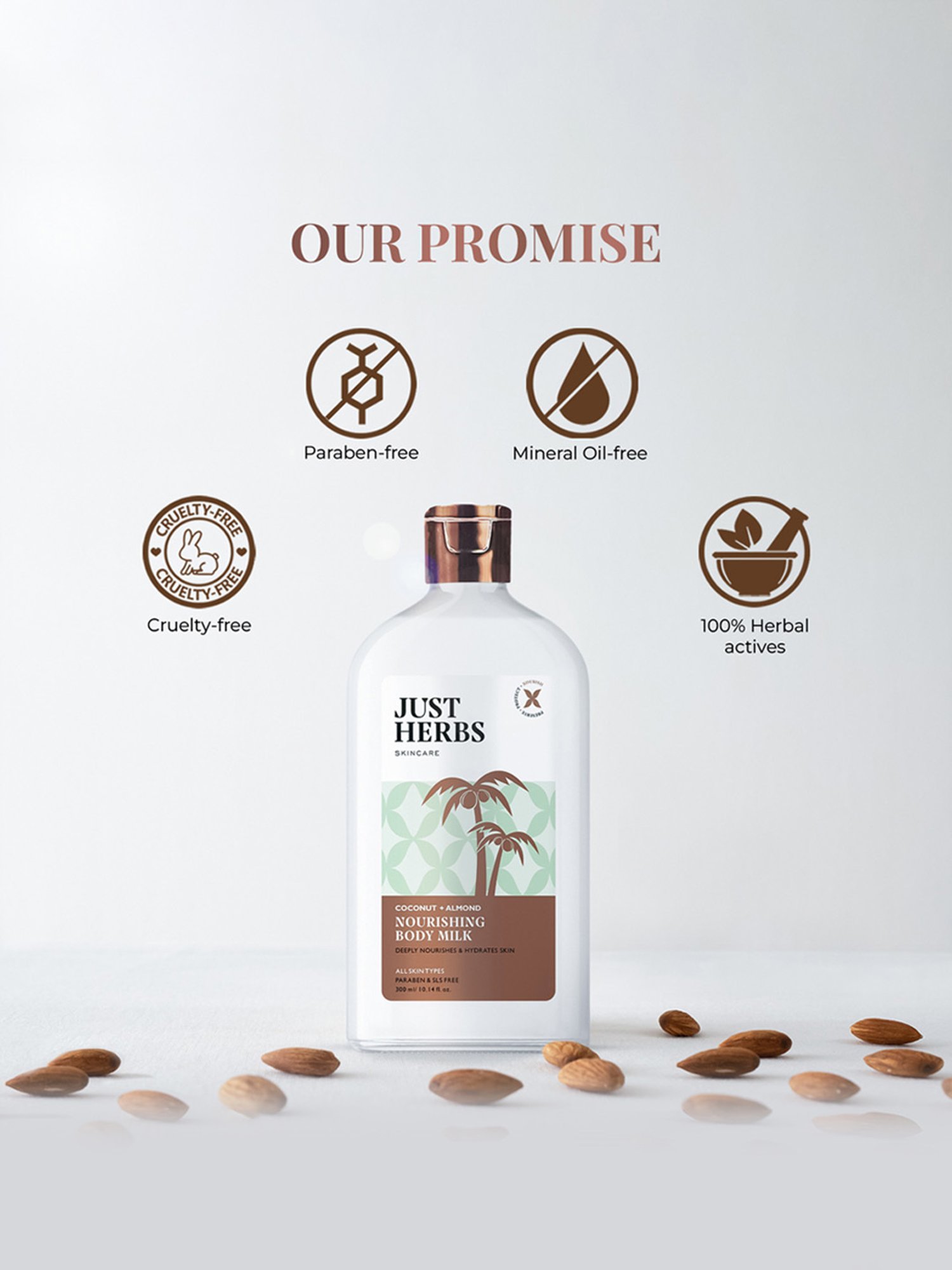 JUST HERBS Coconut + Almond Nourishing Body Milk - 300 ml