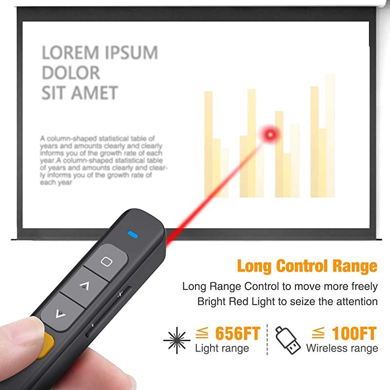 Wireless PowerPoint Presentation Clicker Remote 2 in 1 Type C and USB A RF 24GHz PPT Presentation Presenter Laptop Clicker Pointer Slide Advancer with Hyperlink Volume Control