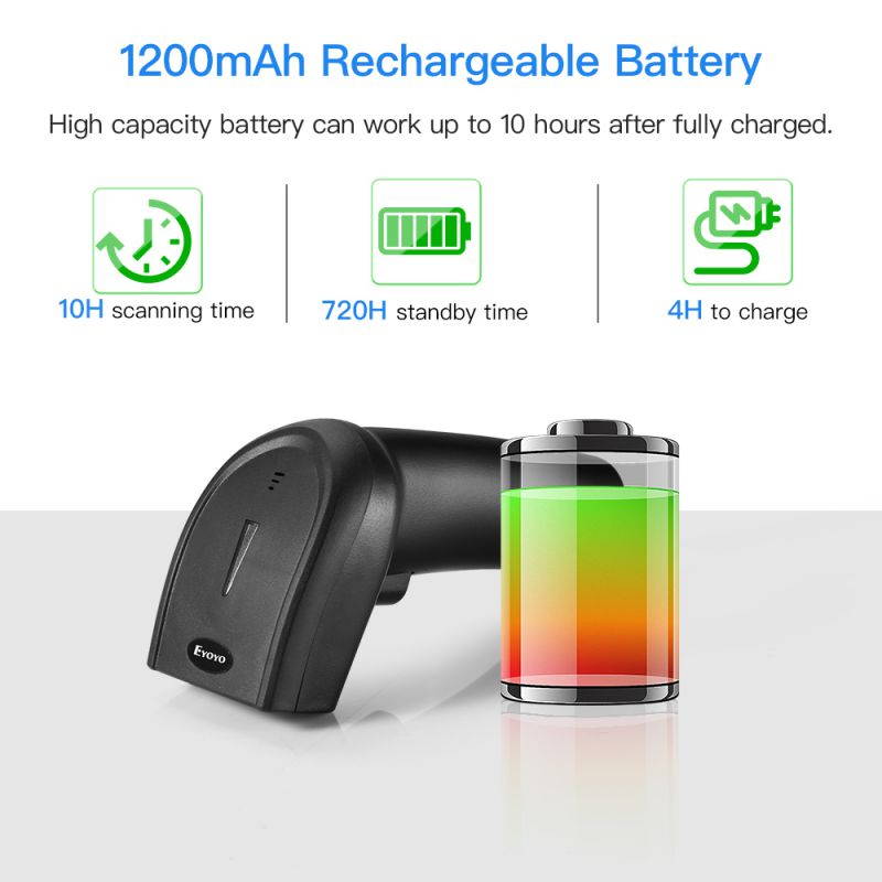 1D 2D QR Wireless Barcode Scanner/ 2-in-1 2.4G Dongle Wireless & USB Wired/ CCD PDF417 Data Matrix Handheld Bar Code Reader /  Windows PC Laptop Desktop