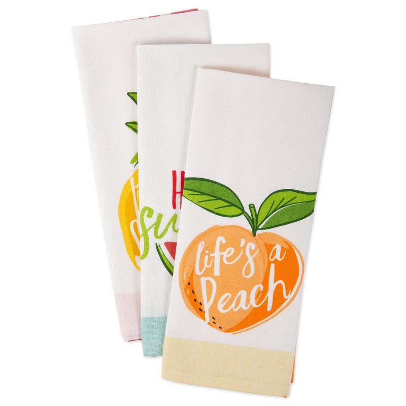3pk Cotton Hello Summer Dishtowel Set - Design Imports