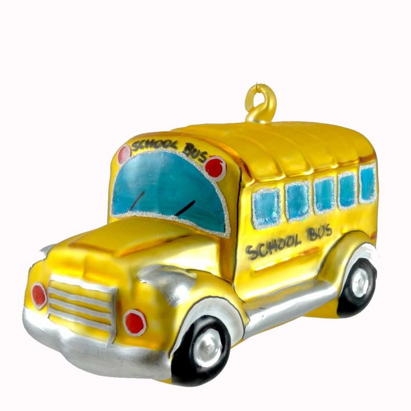 Laved Italian Ornaments Yellow School Bus Vehicle Christmas  -  Tree Ornaments