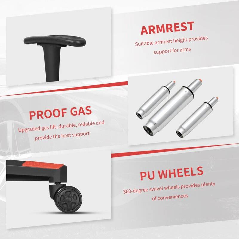 Furmax Gaming Office Chair Ergonomic High-Back Racing Style Adjustable Height Executive Computer Chair, PU Leather Swivel Desk Chair (Black/Grey)