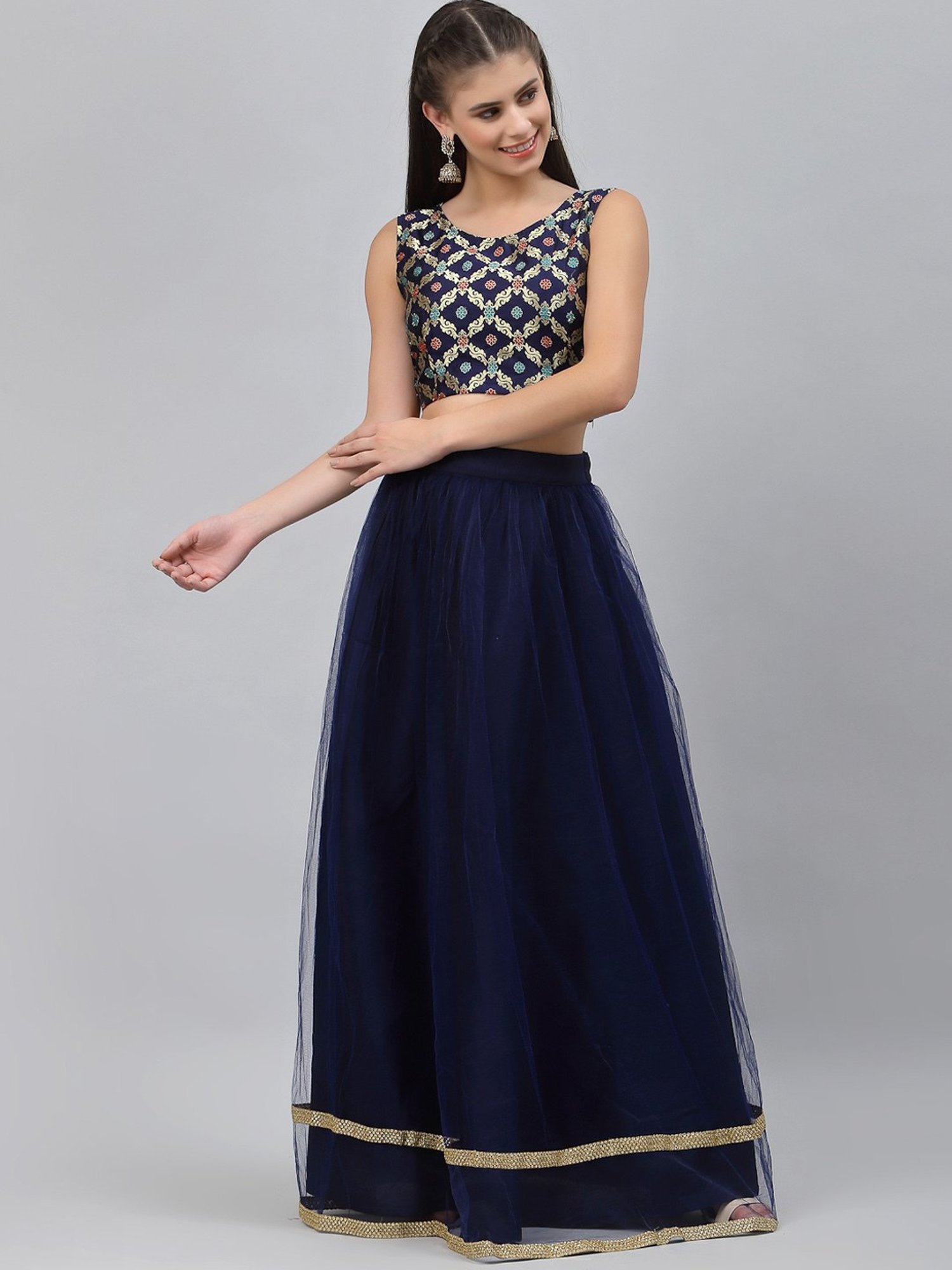 studiorasa Navy Plain Skirt