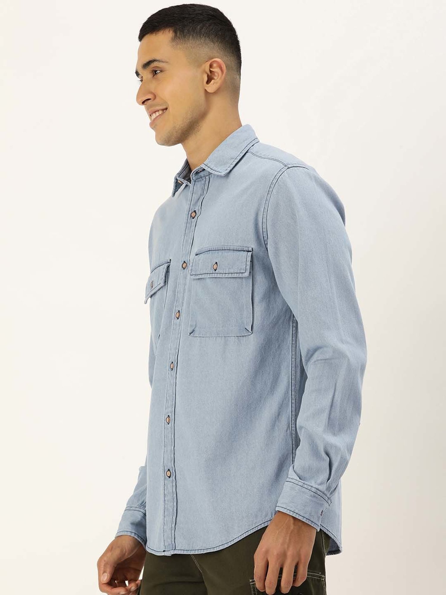 Bene Kleed Light Blue Regular Fit Denim Shirt