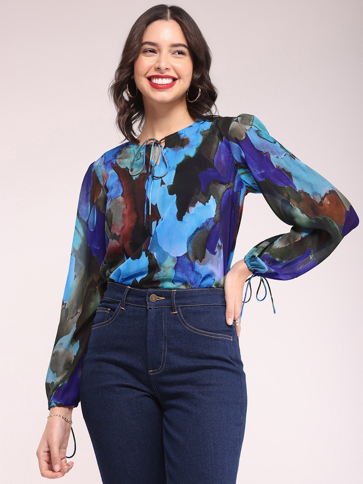 Fablestreet Blue Printed Top