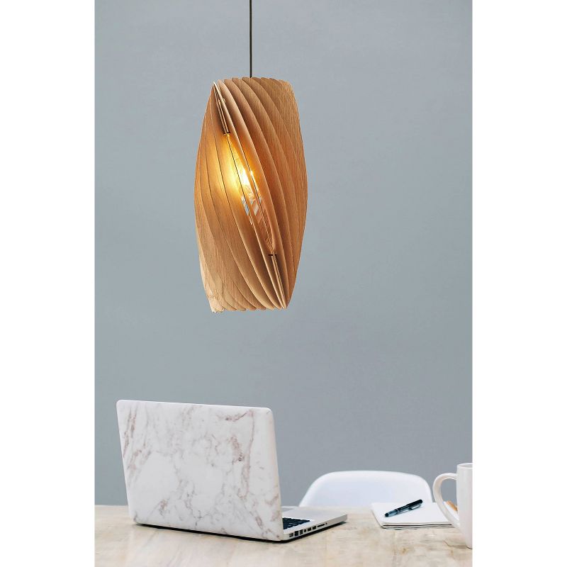 19.75" Modern White Oak Wood Hanging Pendant Lamp Brown - Ore International