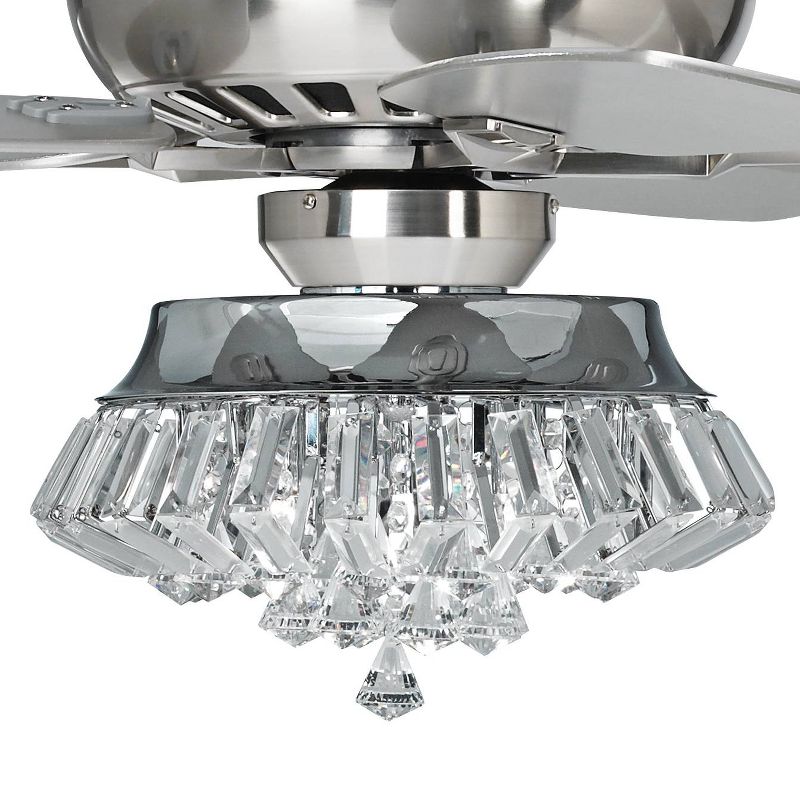 52" Casa Vieja Modern Ceiling Fan with Light LED Dimmable Remote Brushed Nickel Clear Crystal Ball Strand Living Room Kitchen