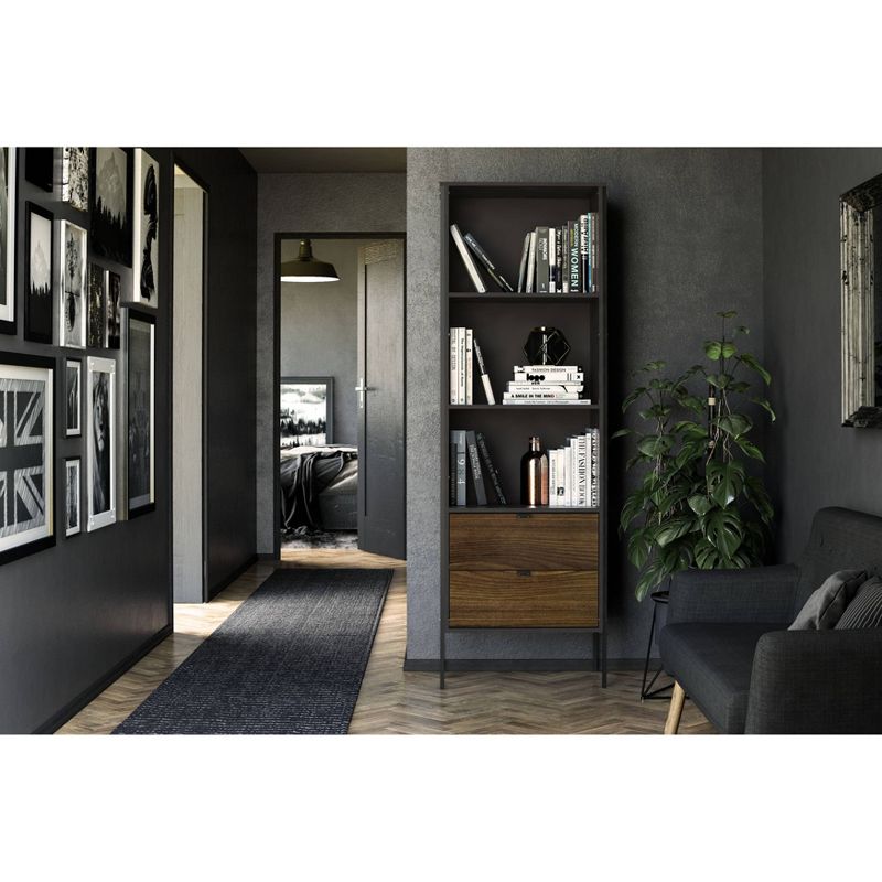 71" Mallorca Bookshelf Black/Dark Brown - Chique