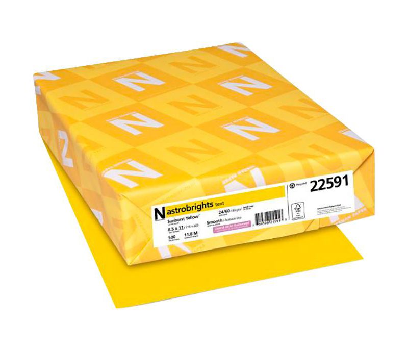 Astrobrights Colored Paper, 8-1/2 x 11 Inches, 24 lb, Sunburst Yellow, 500 Sheets