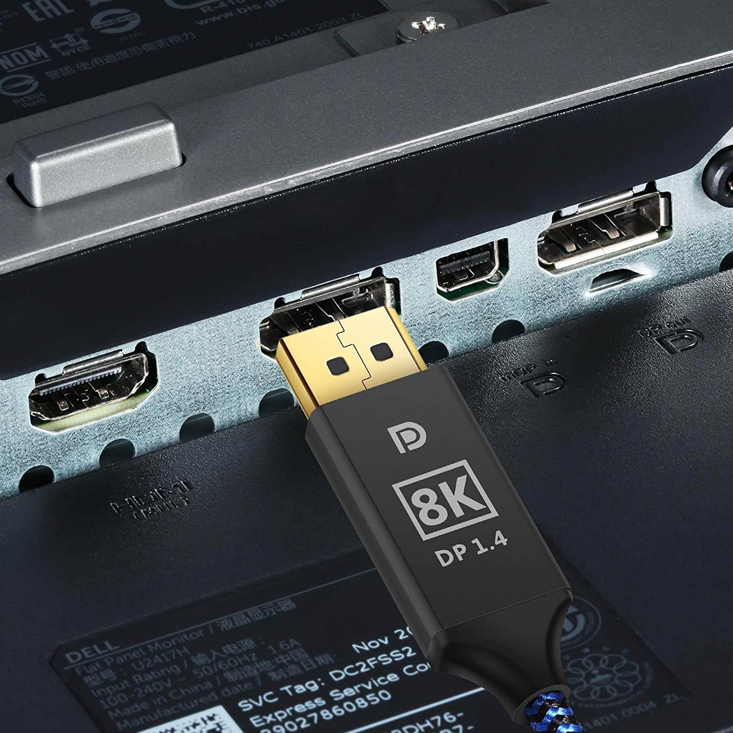 Mini Displayport to Displayport Cable JUSTITUDE 8K DP Cable Nylon Braided High Speed DisplayPort to Mini DisplayPort Cable Supports 8K@60Hz 5K@60HZ 4K Compatible Mini DP Cable(DP-DP Mini/6.6ft Blue)