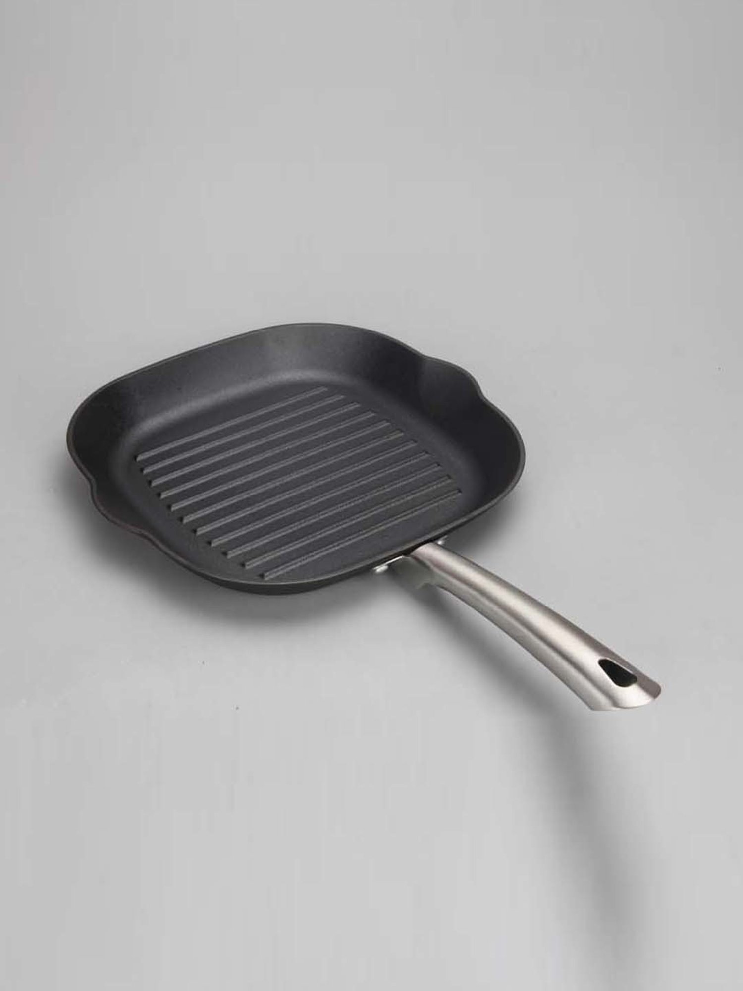 Femora Black Cast Iron Non Toxic & Coating Free Preseasoned Square Grill Pan With Tough Handle(28cm)