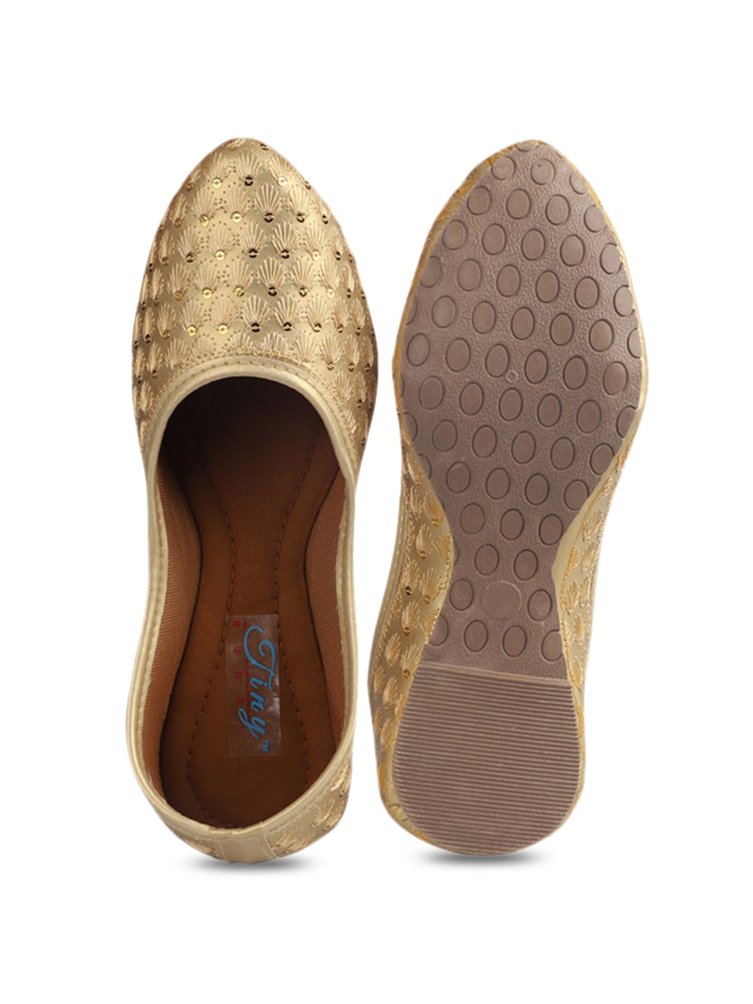 Tiny Bugs Kids Golden Sequin Detailing Ethnic Juttis