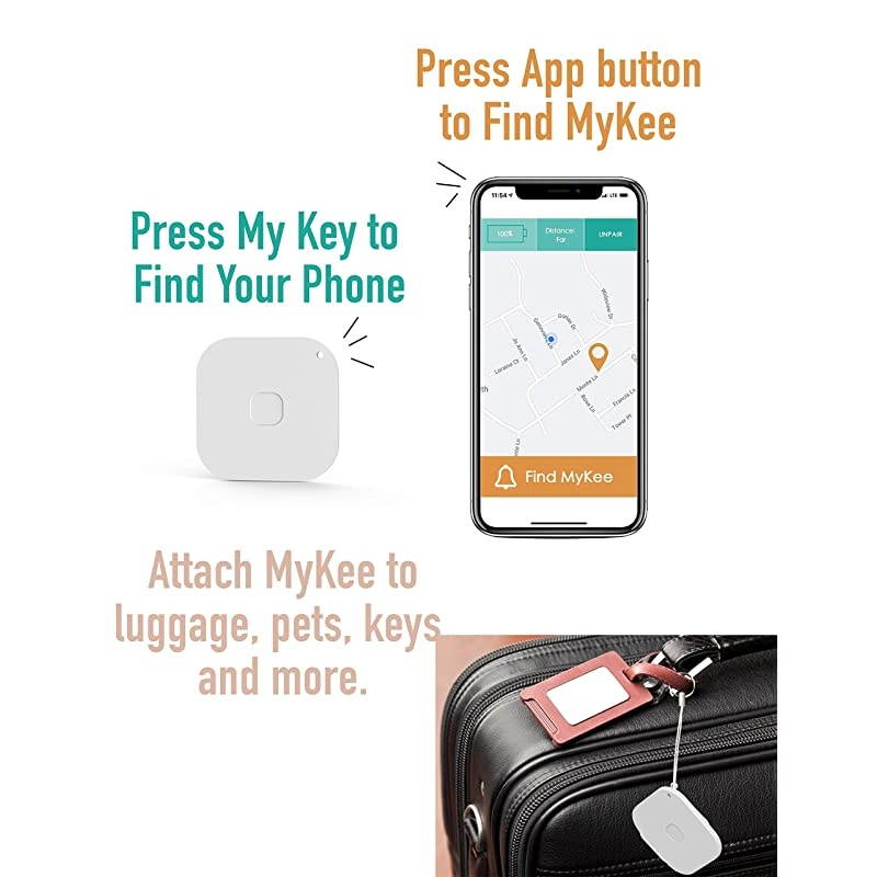 Key Finder Smart Bluetooth Item Locator with GPS for Keys Wallet Dogs Kids Luggage or Any Item | App for Phone Included