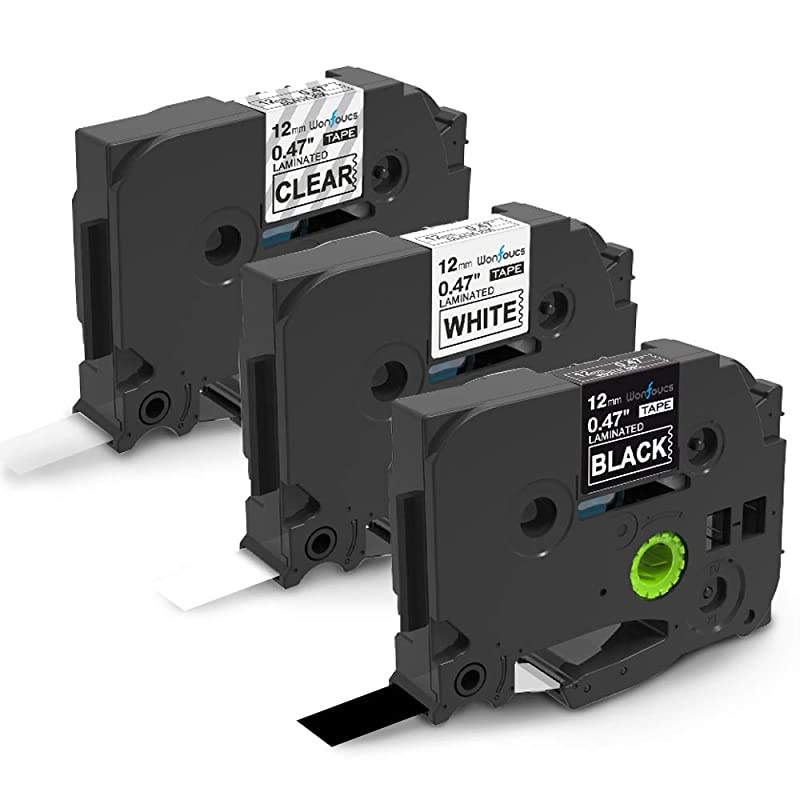 Compatible Label Tape Replacement for Brother Label Maker Tape TZe-131 TZe-231 TZe-335 12mm 0.47 Laminated White/Clear/Black TZ Tapes for Brother P-Touch PTH110 PTD210 PTD200, 3-Pack