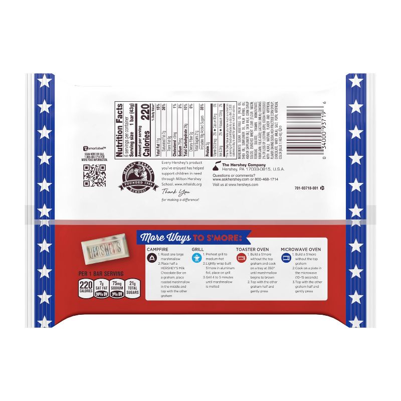 Hershey's Red, White & Blue Cookies 'n' Crème S'mores Candy Bars – 9.3oz/6ct