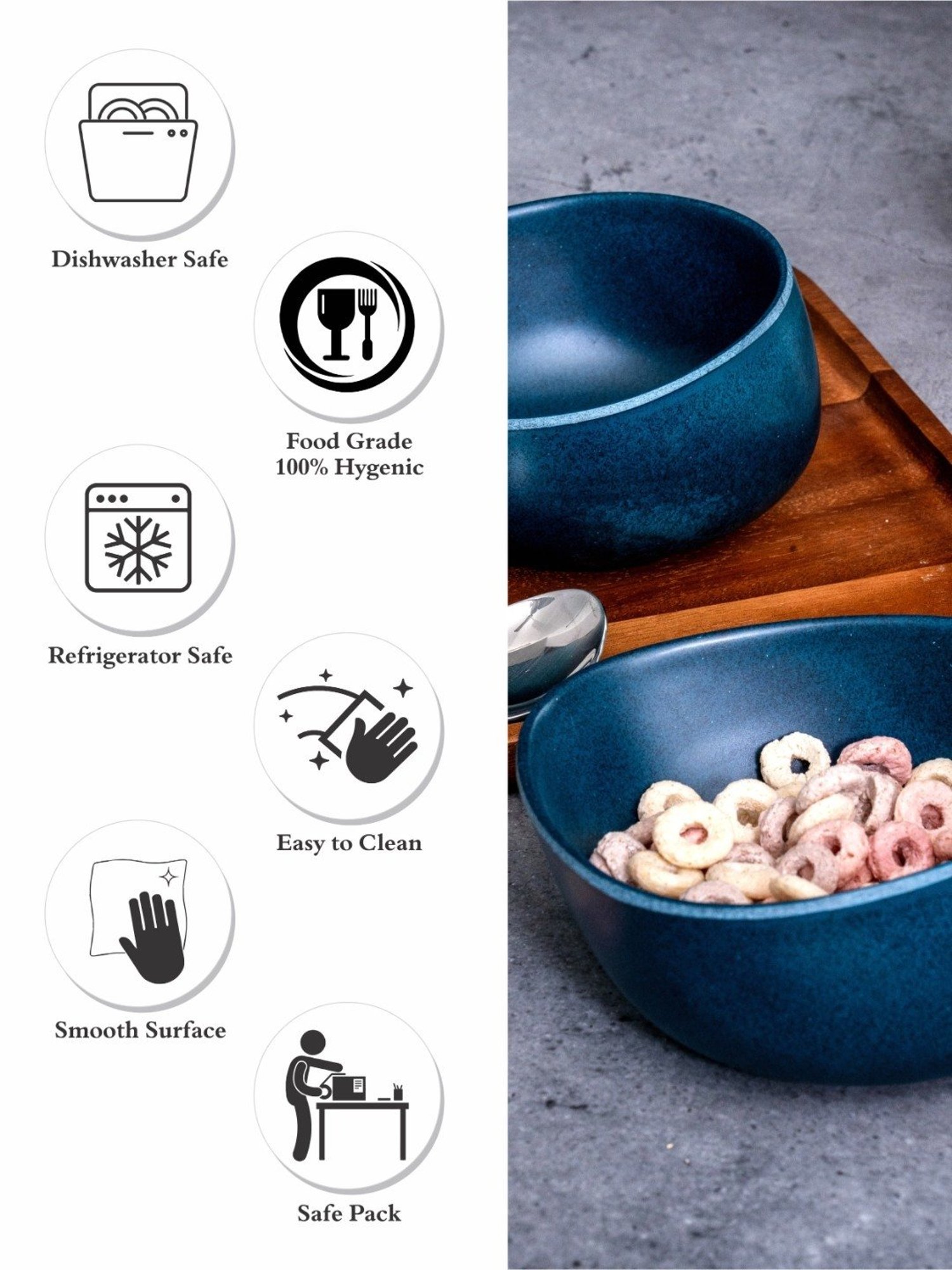 Stehlen Blue Melamine Retro Bowl - Set of 2