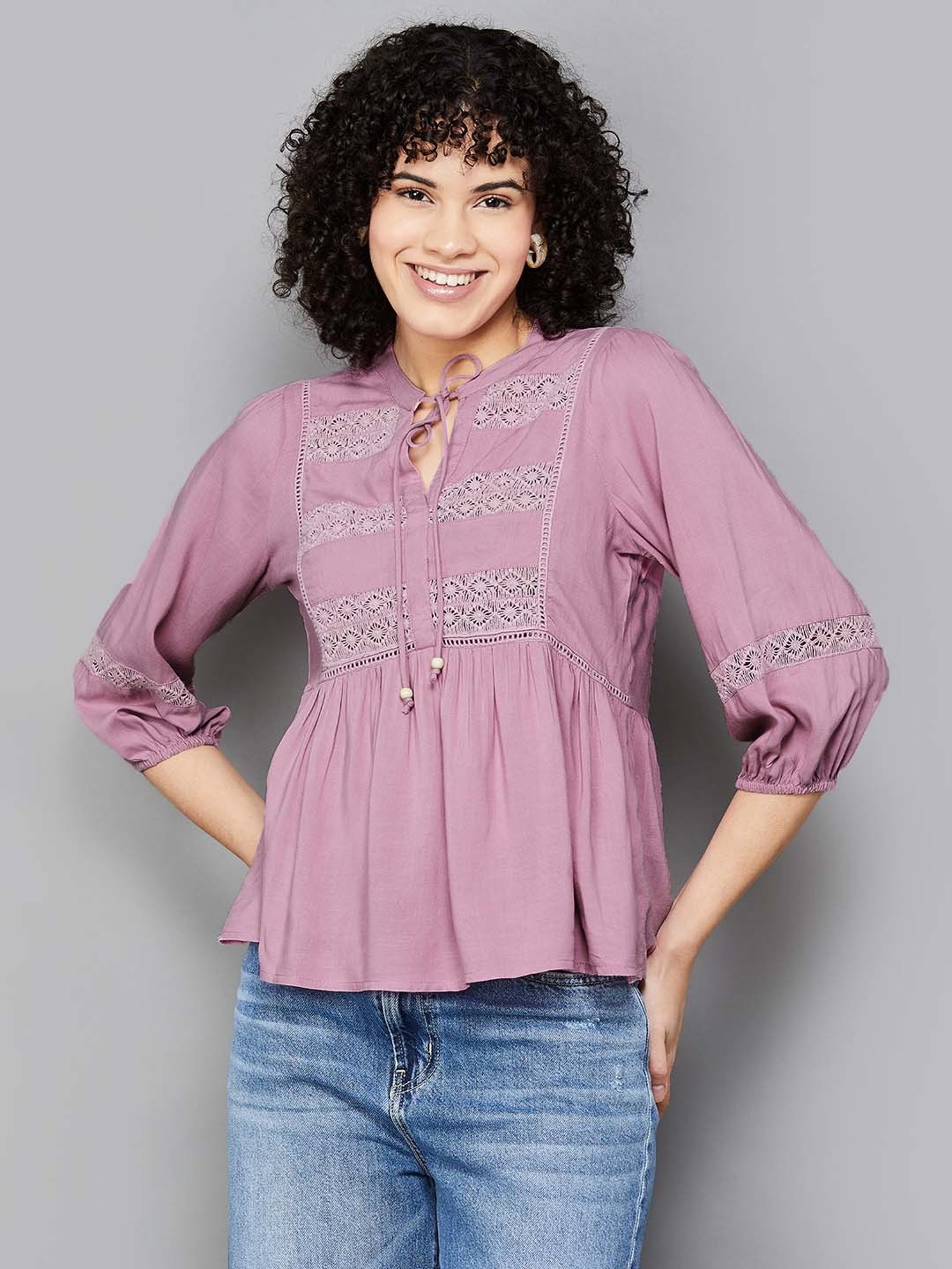 Fame Forever by Lifestyle Purple Self Pattern Top