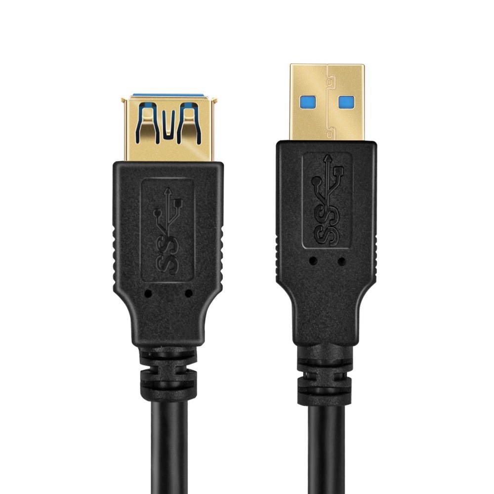 USB 3.0 Extension Cable (3 Feet) - Superspeed USB 3.0 Type A Male to Female Extender M/F Bi-Directional Connector Adapter Wire Cord Plug Jack for Data Transfer Sync & Charge - Black