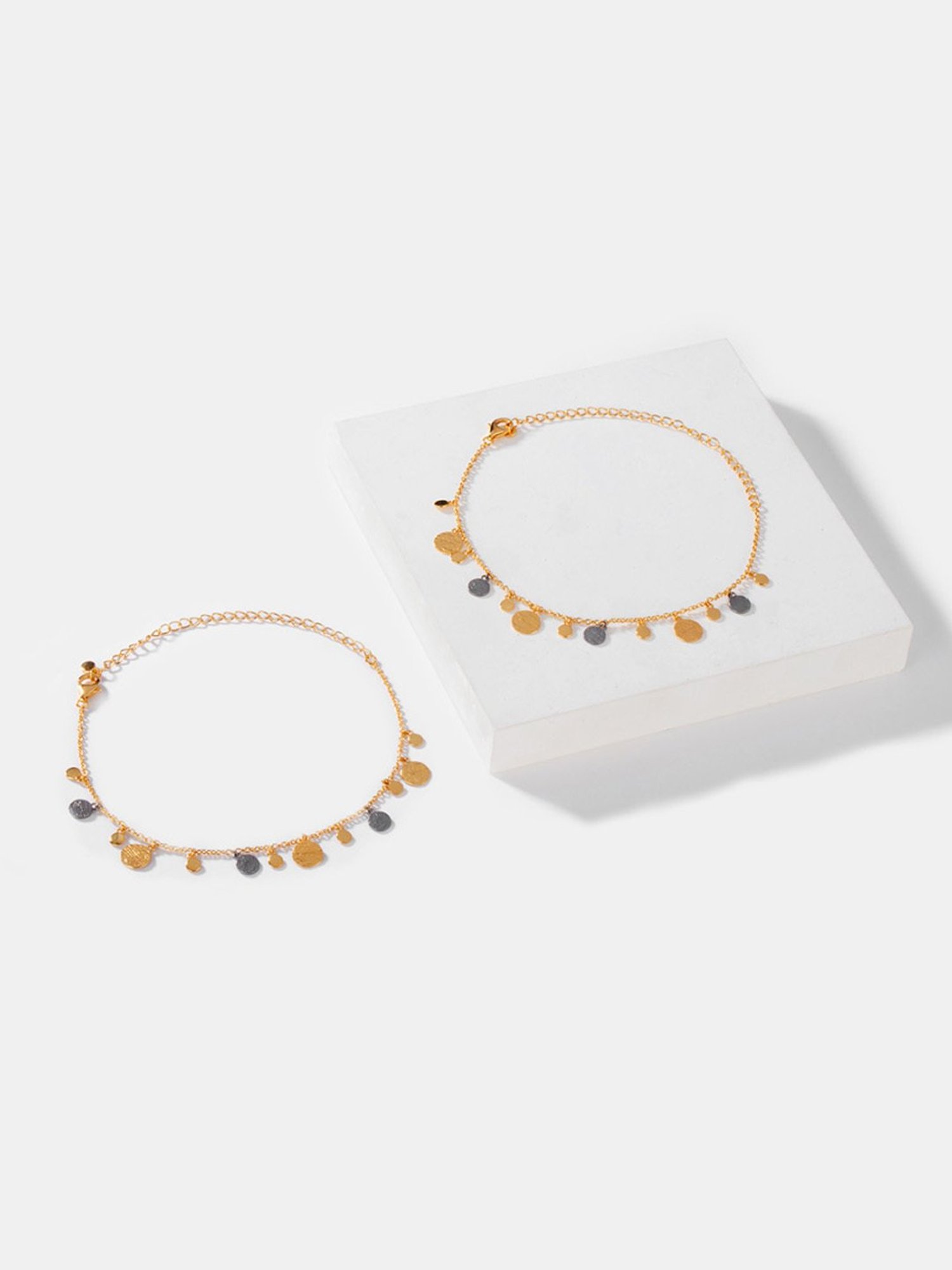 Shaya 92.5 Sterling Silver Meant to Shine Confetti Anklets in Gold Plating for Women