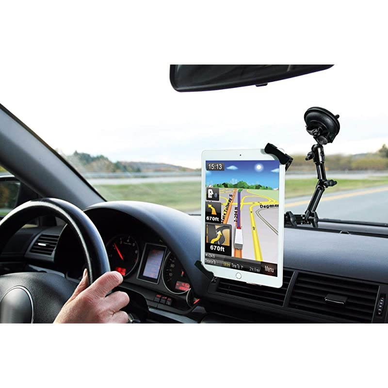 Custom Flex Security Suction Mount for 7-14" Tablets/iPad 10.2-Inch (7th Gen.), iPad Air 3, iPad Mini 5, 12.9-Inch iPad Pro, 11-Inch iPad Pro, iPad Gen 6 & More, Black (PAD-CFSMS)