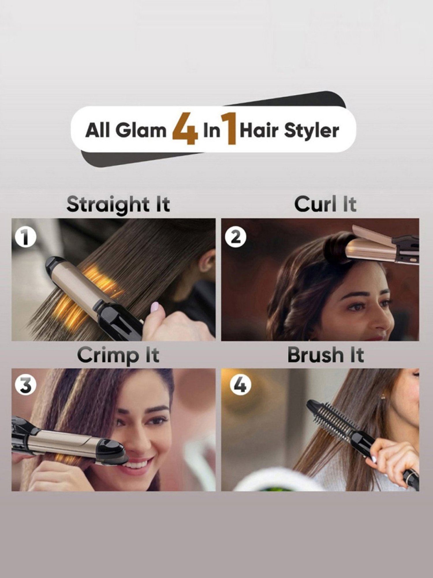 Vega Keratin 4 in 1 Hair Styler - Hair Straightener, Crimper and Curler for Women, VHSCC-05