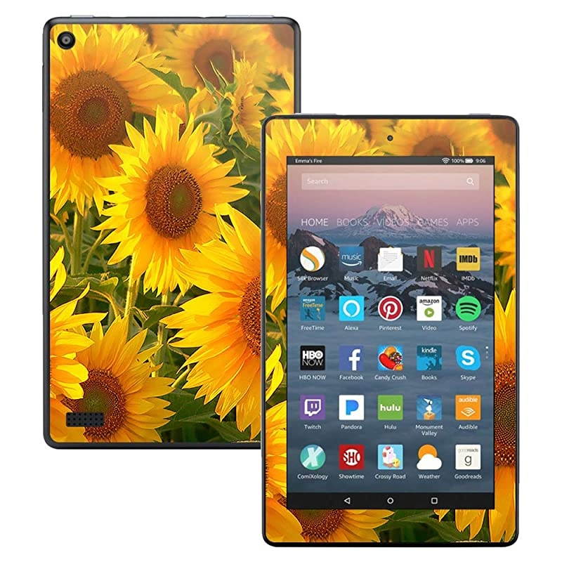 Skin Compatible with  Kindle Fire 7 (2017) - Sunflowers | Protective, Durable, and Unique Vinyl Decal wrap Cover | Easy to Apply, Remove, and Change Styles | Made in The USA