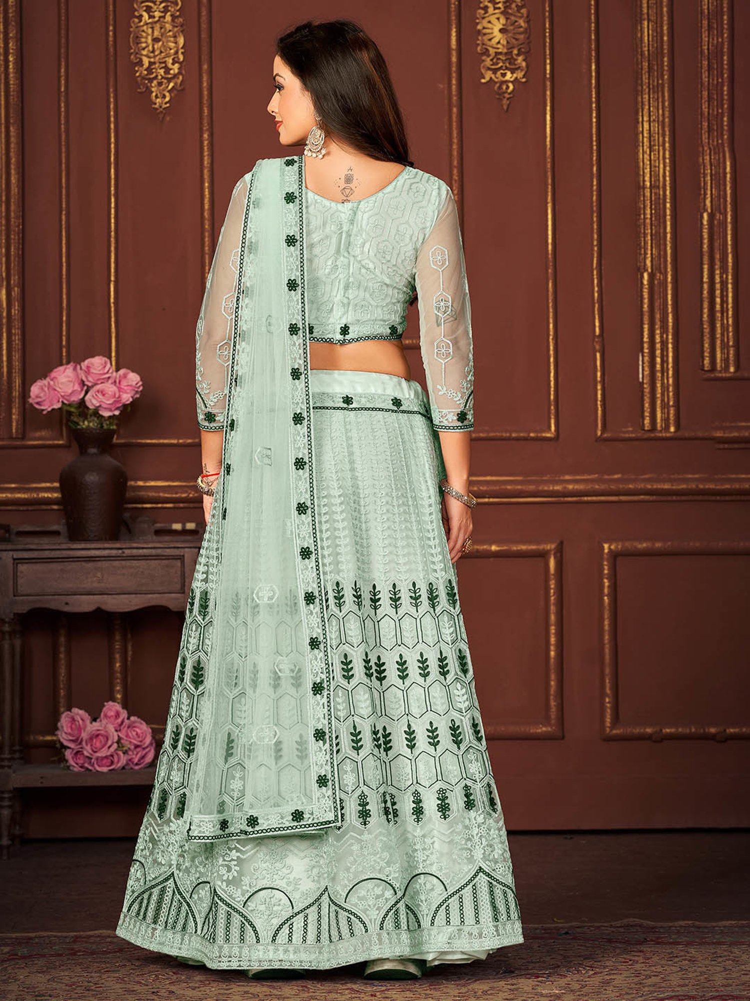 Warthy Ent Blue Embroidered Lehenga Choli Set With Dupatta