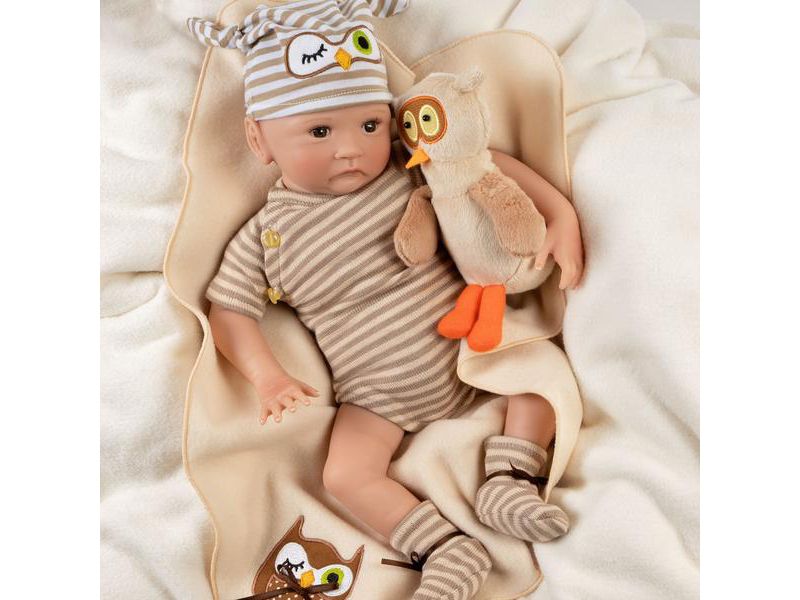 Paradise Galleries Hoot! Hoot! Baby Doll That Looks like a Real Baby, 16 inch Vinyl, Preemie Reborn Boy, Safety Tested for Age Kids 3+, 3-Piece Gift Set