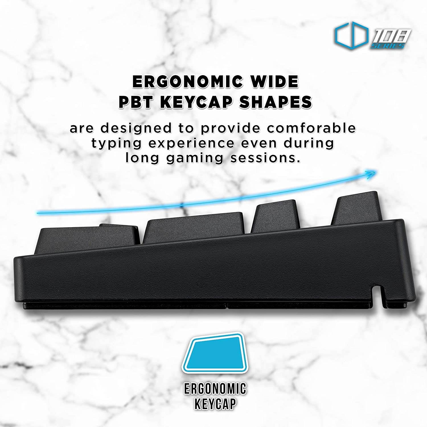 iKBC CD108 v2 Mechanical Keyboard with Cherry MX Silent Red Switch for Windows and Mac, Full Size Ergonomic Keyboard with PBT Double Shot Keycaps for Desktop and Laptop, 108-Key, Black, ANSI/US