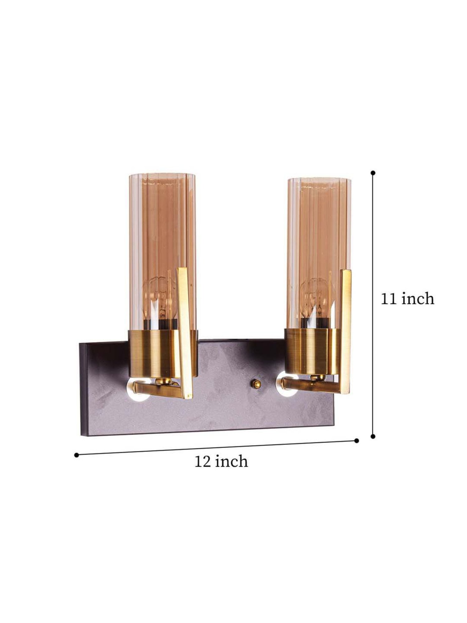 Kapoor E Illuminations Golden Brass Grove Amber Glass Double Shade Wall Light