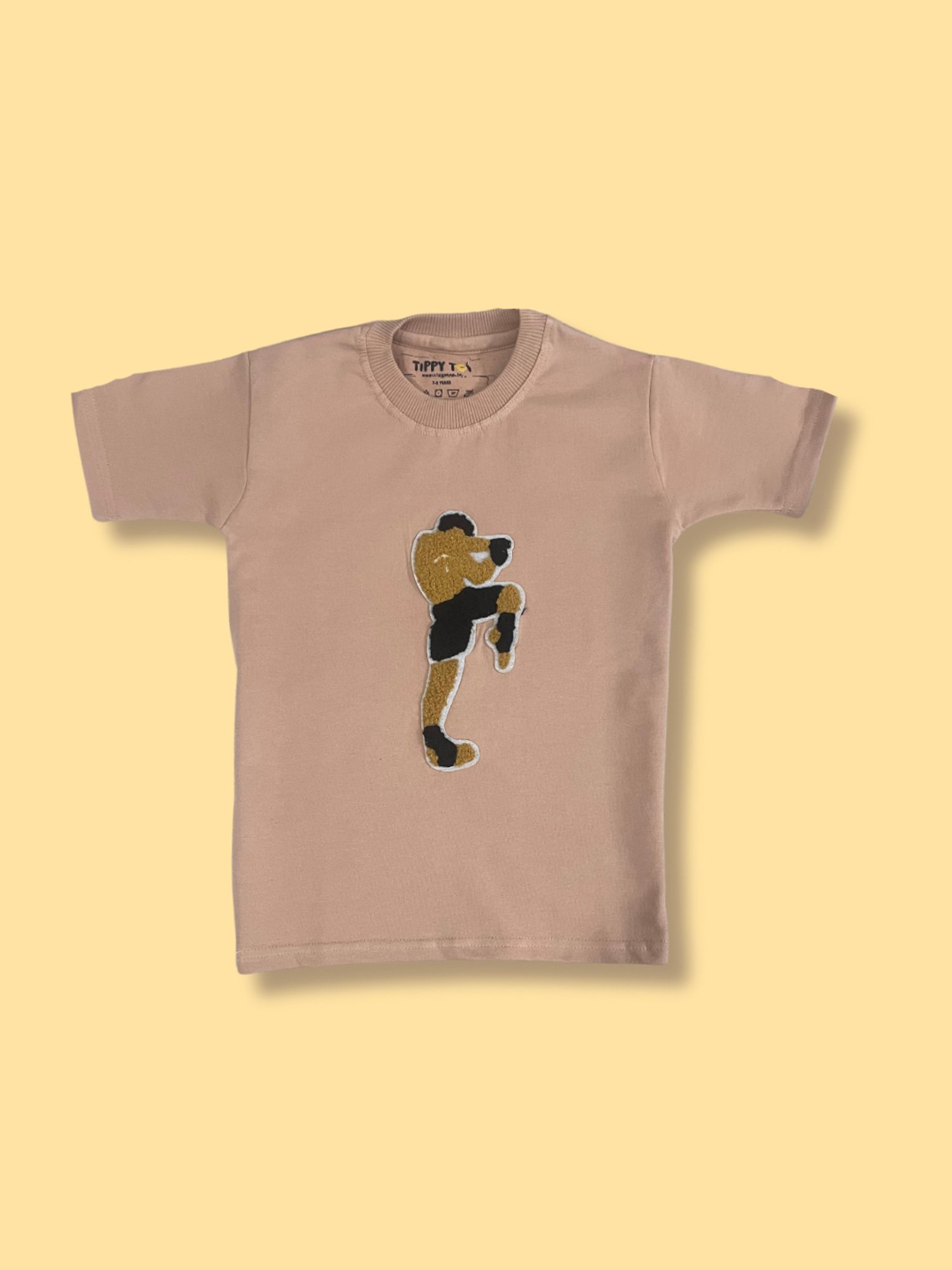 Tippy Top Kids Beige Self Design T-Shirt