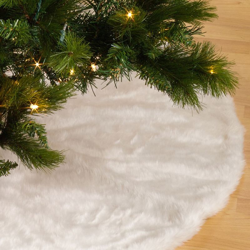 Lakeside 48" Snowy Burlap Christmas Tree Skirt with Doily Cloth