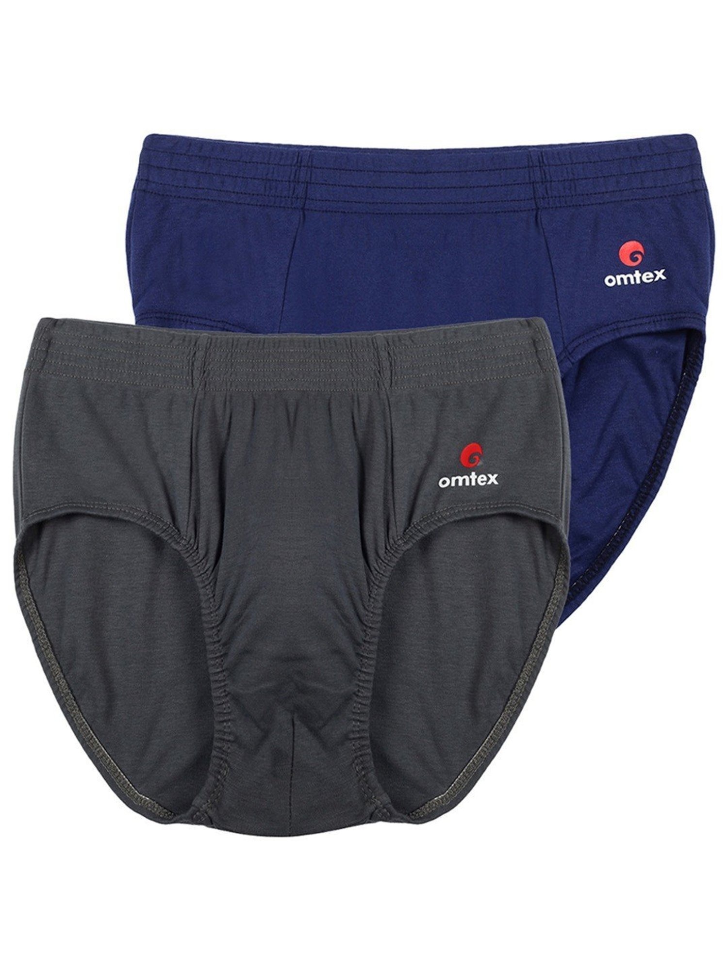Omtex Men's Sports Cricket Special Brief Pack of 2 (Grey & Navy) Size - S