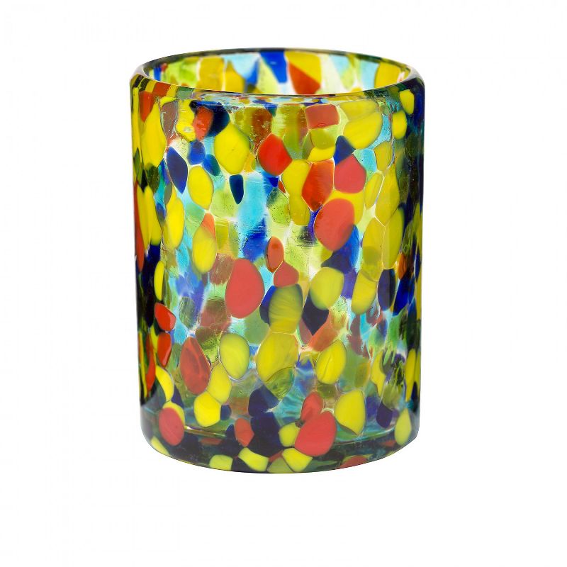 Amici Home Authentic Mexican Handmade Carnaval DOF Glass, 12oz, Assorted Set of 4