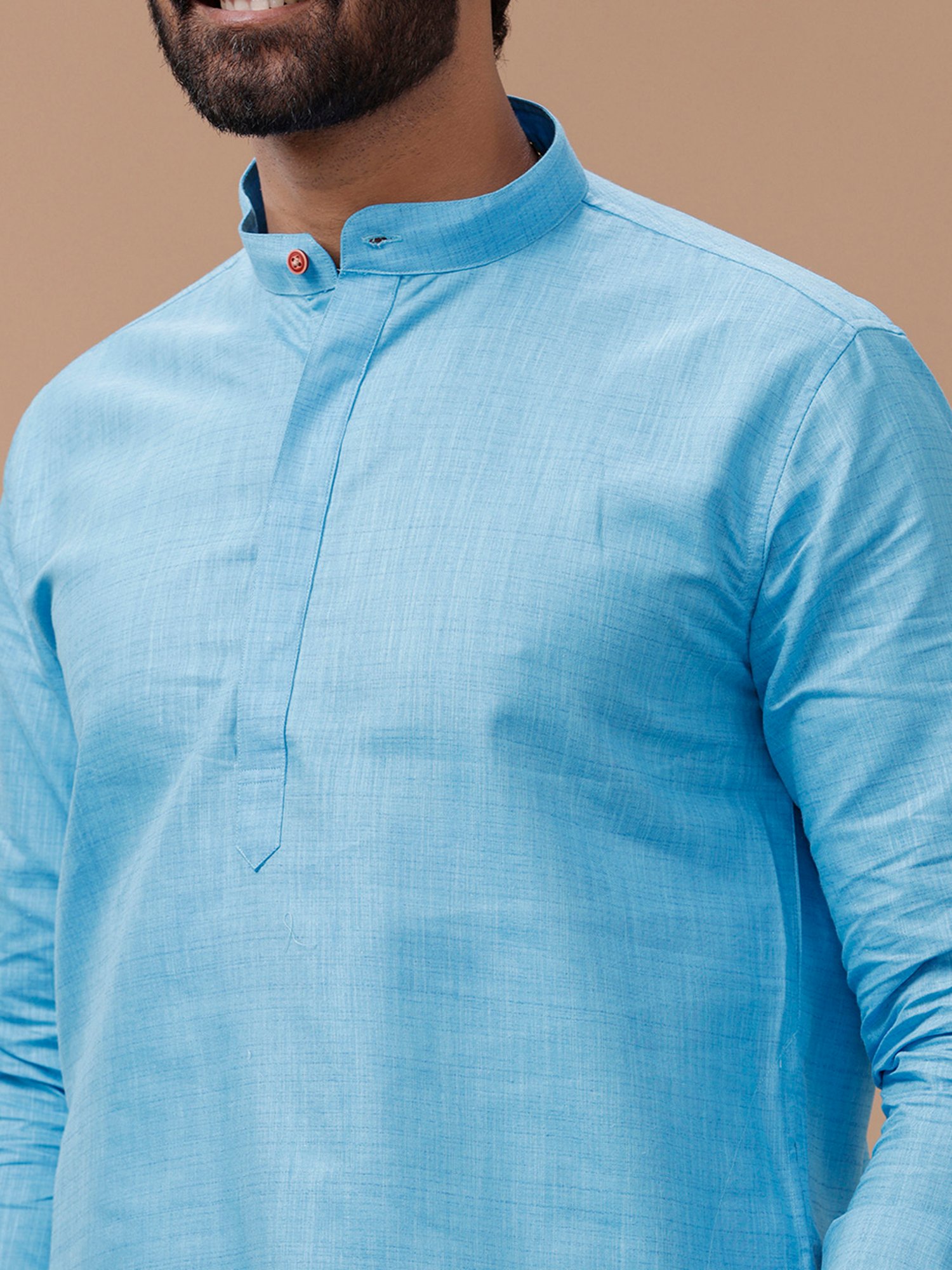 Ramraj Blue Cotton Regular Fit Kurta Set with Bottom