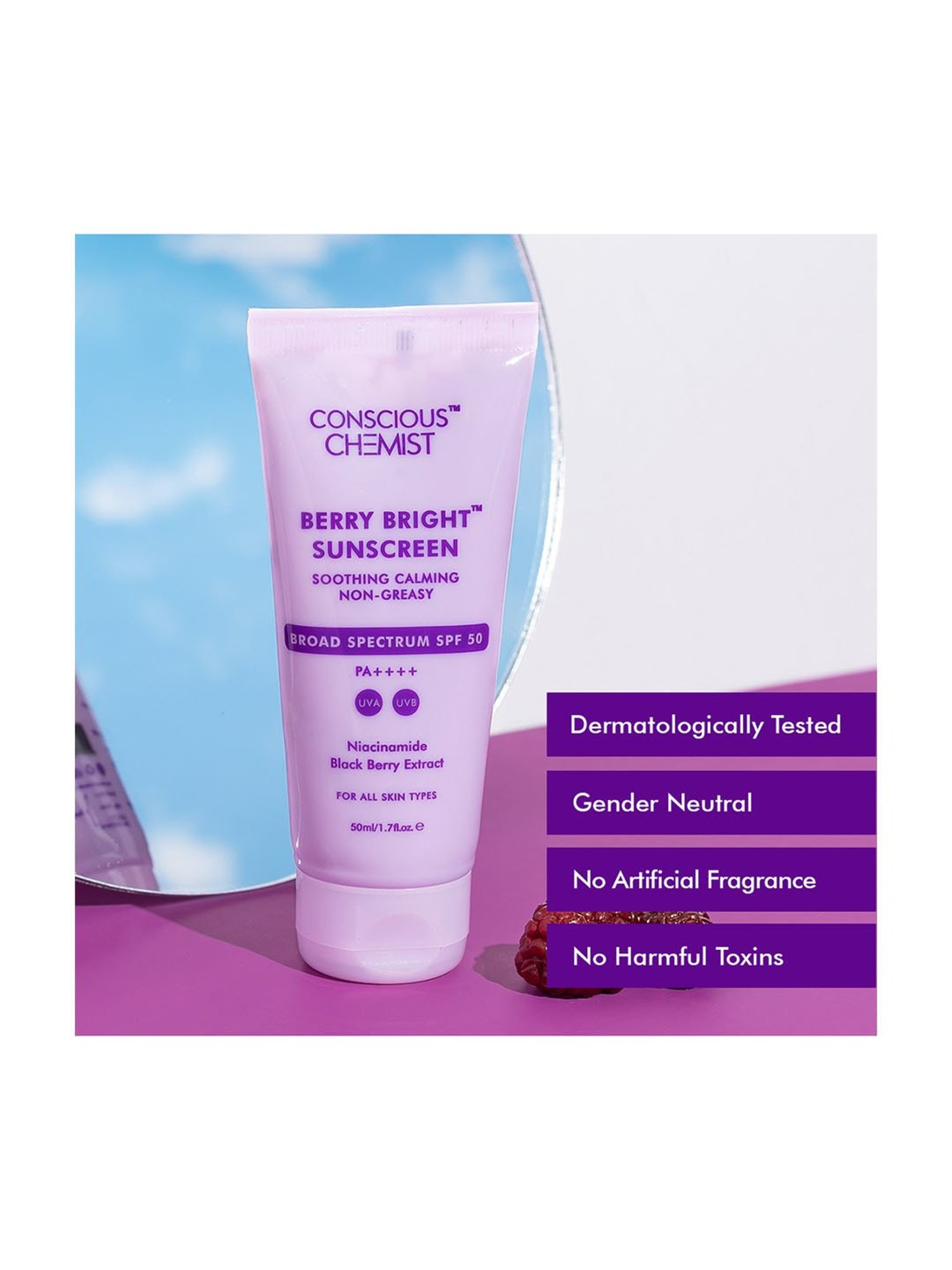 Conscious Chemist Berry Bright Sunscreen SPF 50 - 50 ml