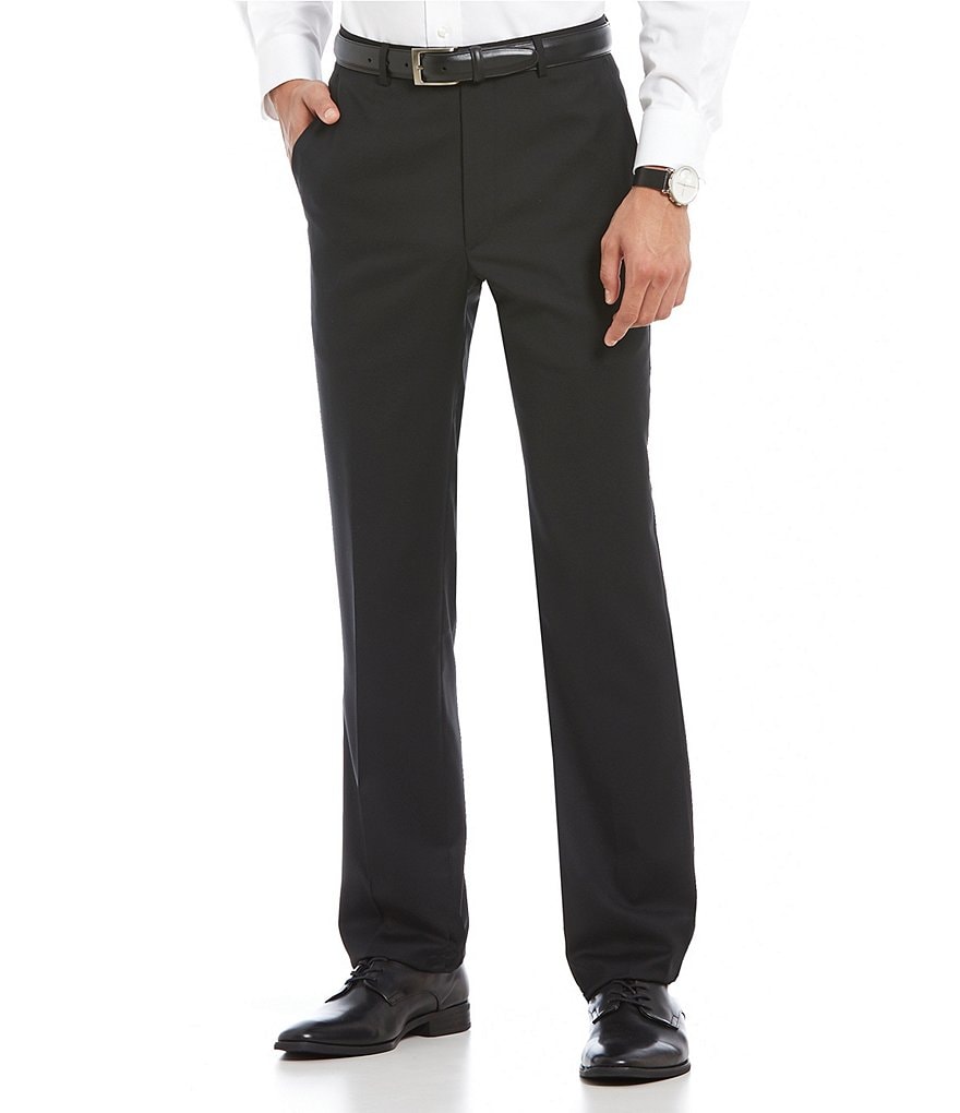 Santorelli Luxury Modern-Fit Flat Front Wool Dress Pants