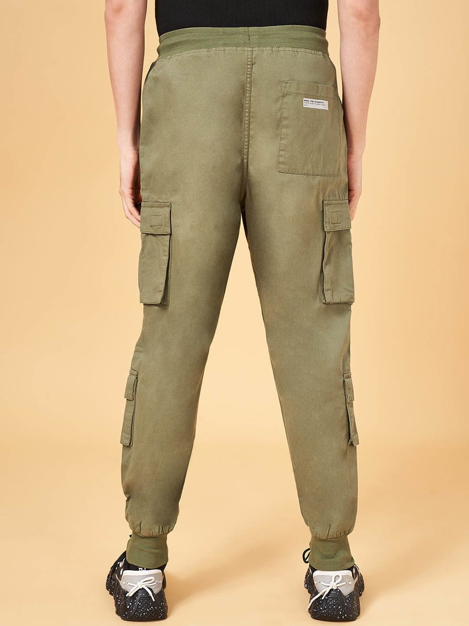 Street 808 by Pantaloons Olive Cotton Regular Fit Joggers