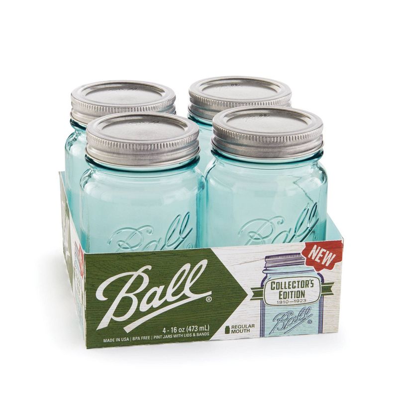 Ball 16oz 4pk Aqua Vintage Regular Mouth Jars