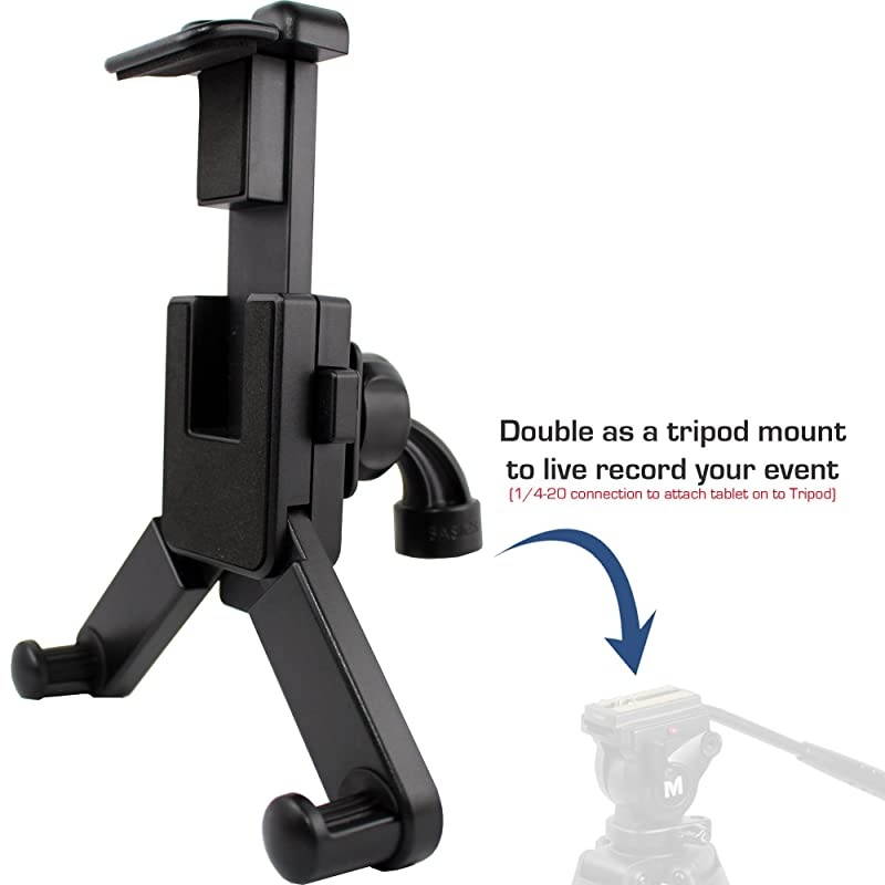 360&deg; Swivel Smartphone Tablet Mount Holder w/ 5/8" Tripod Mic Microphone Stand Adapter for Apple iPad Pro Air Mini iPhone 12 11 XR MAX Pro Galaxy Tab S20 S21 (Live Streaming Compatible)