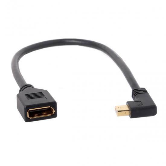 Left Angled Mini DP DisplayPort 90 Degree to DisplayPort  Female Cable for Displays Monitors