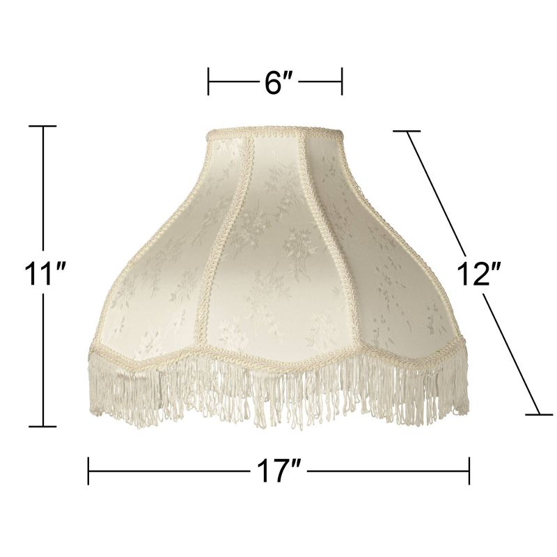 Brentwood Cream Large Scallop Dome Lamp Shade 6" Top x 17" Bottom x 11" High x 12" Slant (Spider) Replacement with Harp and Finial
