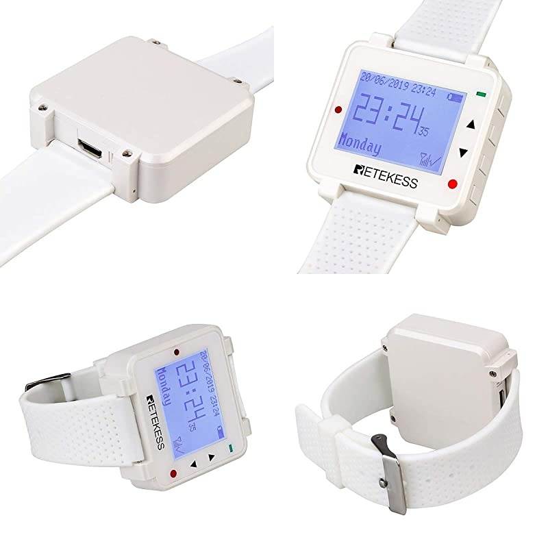 T128 Caregiver Pager,Smart Call Button,Vibration,Buzzer,Alert Service,5 PCS 4-Key Waterproof Alarm Call Button for Elderly,Patient,Nurse,Sick