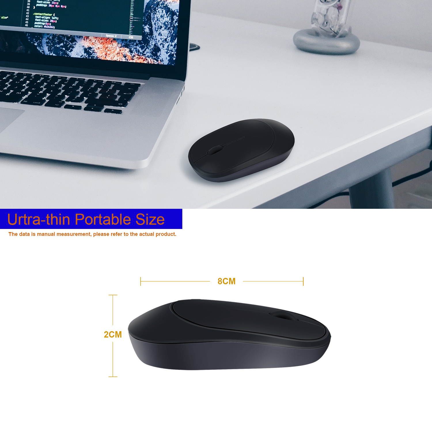 Anivia Rechargeable Wireless Mouse 2.4G Slim Silent Mouse Portable Computer Mice with USB Receiver, Portable Ultra-Thin Noiseless Mouse for Notebook, PC, Laptop, Computer, MacBook &ndash; Black