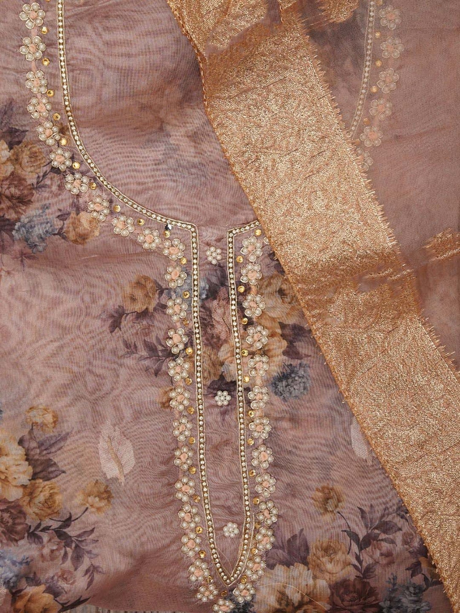 Jaipur Kurti Pink Embellished Unstitched Dress Material